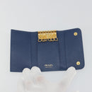 PRADA Key Case Safiano leather Blue Auth yk20485M-7