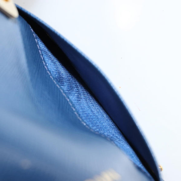 PRADA Key Case Safiano leather Blue Auth yk20485M