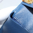 PRADA Key Case Safiano leather Blue Auth yk20485M-10