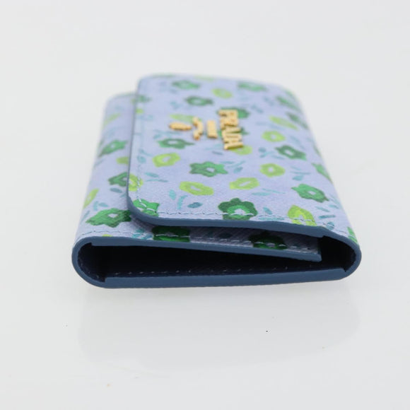 PRADA Key Case Safiano leather Blue Auth yk20485M