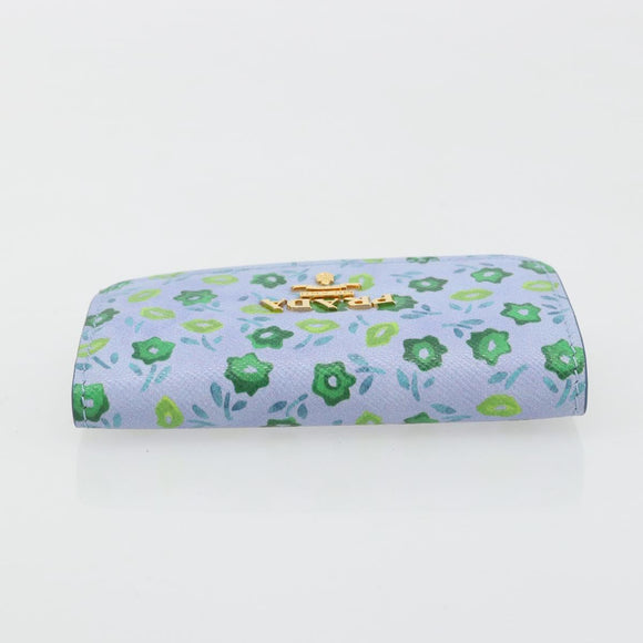 PRADA Key Case Safiano leather Blue Auth yk20485M