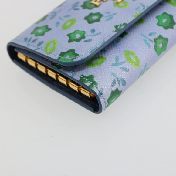 PRADA Key Case Safiano leather Blue Auth yk20485M
