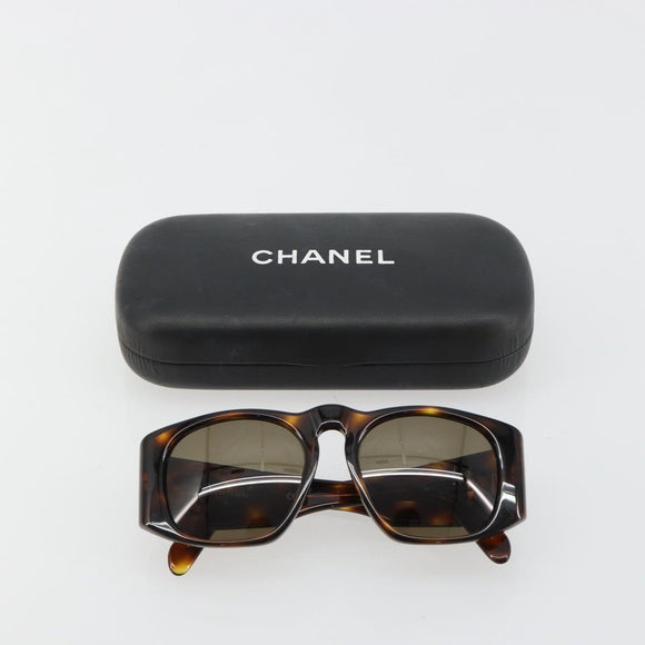CHANEL Sunglasses Plastic Brown Gold CC Auth yk20489M