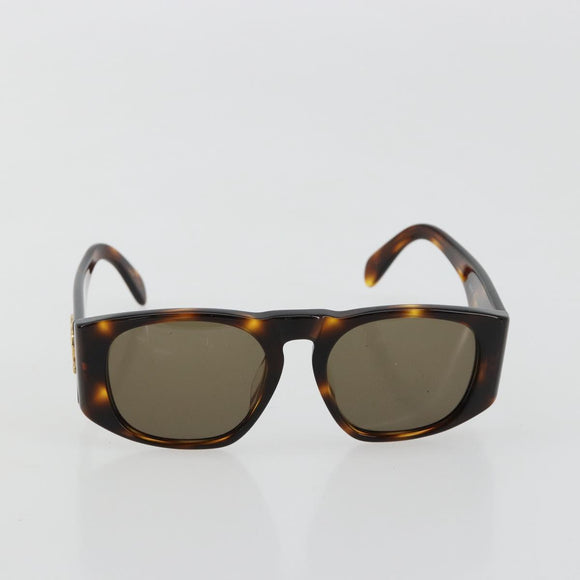 CHANEL Sunglasses Plastic Brown Gold CC Auth yk20489M