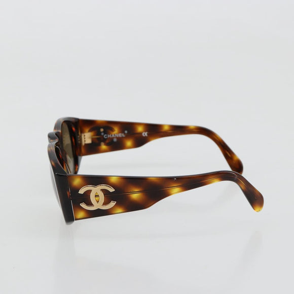 CHANEL Sunglasses Plastic Brown Gold CC Auth yk20489M