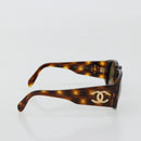 CHANEL Sunglasses Plastic Brown Gold CC Auth yk20489M-4