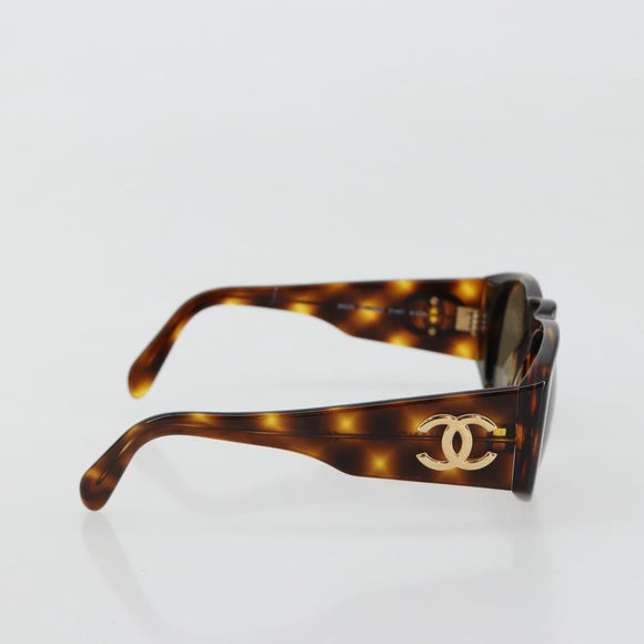 CHANEL Sunglasses Plastic Brown Gold CC Auth yk20489M
