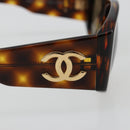 CHANEL Sunglasses Plastic Brown Gold CC Auth yk20489M-14