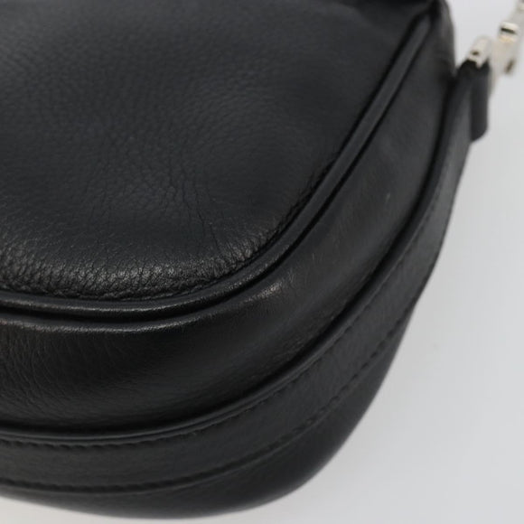 Christian Dior Shoulder Bag Leather Black Silver Auth yk20491SM