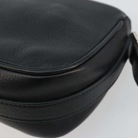 Christian Dior Shoulder Bag Leather Black Silver Auth yk20491SM