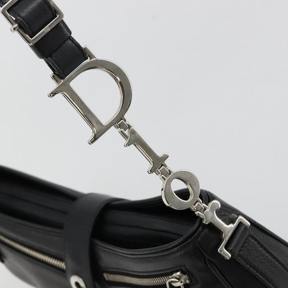 Christian Dior Shoulder Bag Leather Black Silver Auth yk20491SM