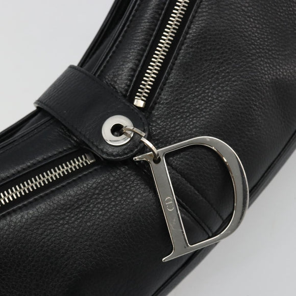 Christian Dior Shoulder Bag Leather Black Silver Auth yk20491SM