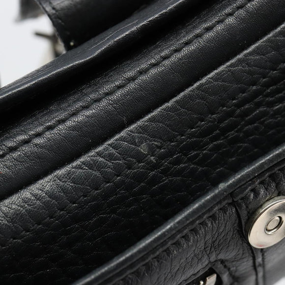 Christian Dior Shoulder Bag Leather Black Silver Auth yk20491SM