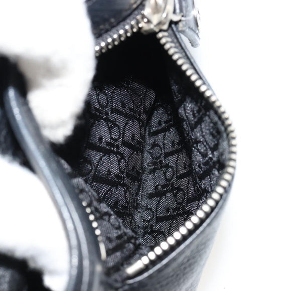 Christian Dior Shoulder Bag Leather Black Silver Auth yk20491SM
