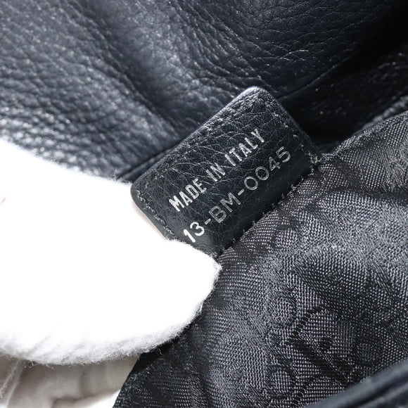 Christian Dior Shoulder Bag Leather Black Silver Auth yk20491SM