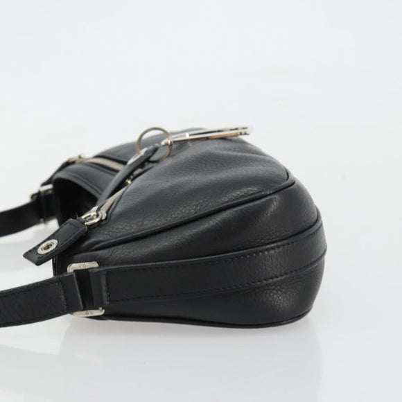 Christian Dior Shoulder Bag Leather Black Silver Auth yk20491SM