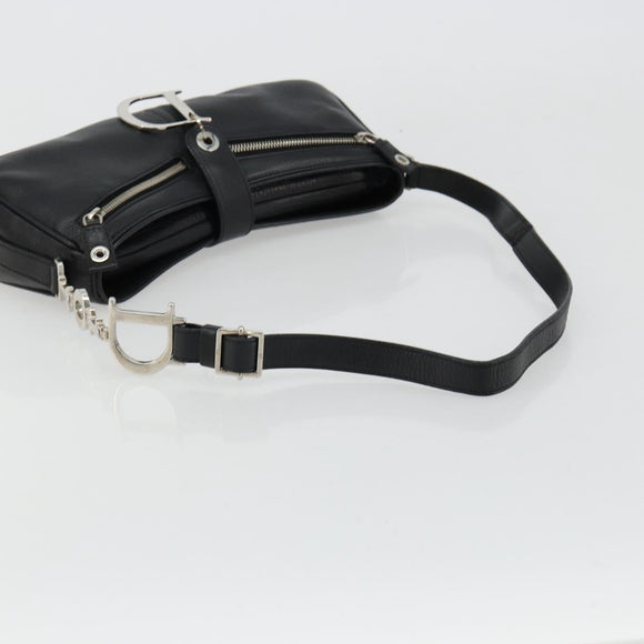Christian Dior Shoulder Bag Leather Black Silver Auth yk20491SM