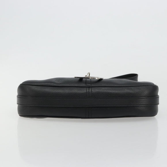 Christian Dior Shoulder Bag Leather Black Silver Auth yk20491SM