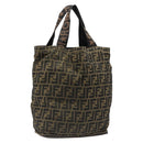 FENDI Zucca Canvas Tote Bag Black Brown gold Auth yk20496A-1