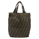 FENDI Zucca Canvas Tote Bag Black Brown gold Auth yk20496A-13