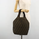 FENDI Zucca Canvas Tote Bag Black Brown gold Auth yk20496A-20