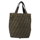 FENDI Zucca Canvas Tote Bag Black Brown gold Auth yk20496A-2