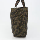 FENDI Zucca Canvas Tote Bag Black Brown gold Auth yk20496A-3