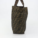 FENDI Zucca Canvas Tote Bag Black Brown gold Auth yk20496A-4