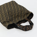 FENDI Zucca Canvas Tote Bag Black Brown gold Auth yk20496A-6