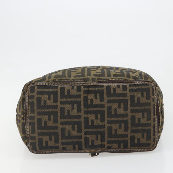 FENDI Zucca Canvas Tote Bag Black Brown gold Auth yk20496A