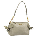 Miu Miu Hand Bag Leather Gray Gold Auth yk20498A-1