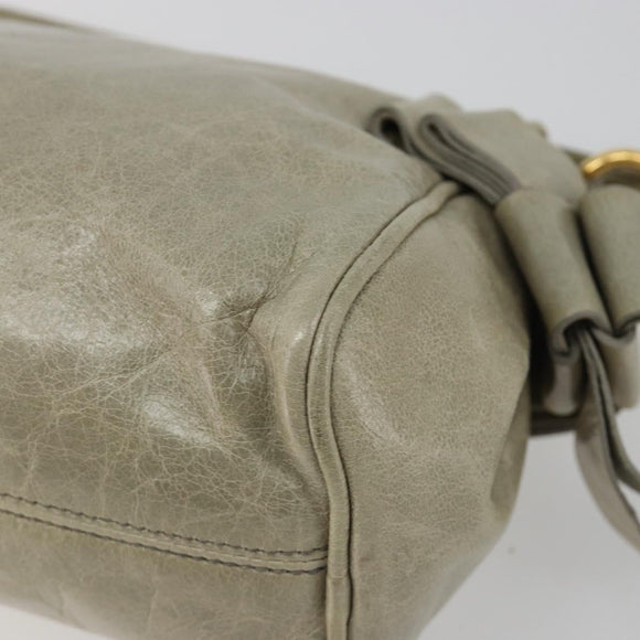 Miu Miu Hand Bag Leather Gray Gold Auth yk20498A