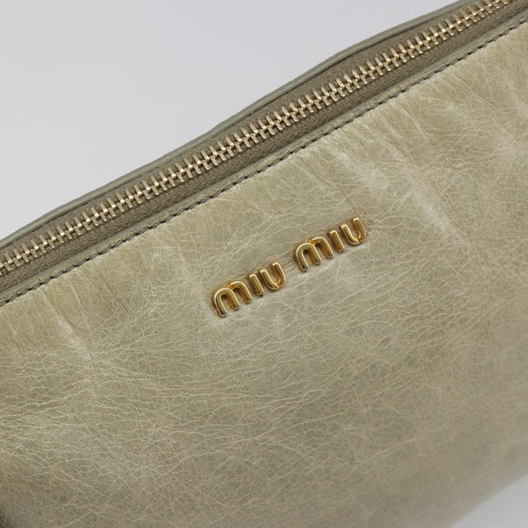 Miu Miu Hand Bag Leather Gray Gold Auth yk20498A