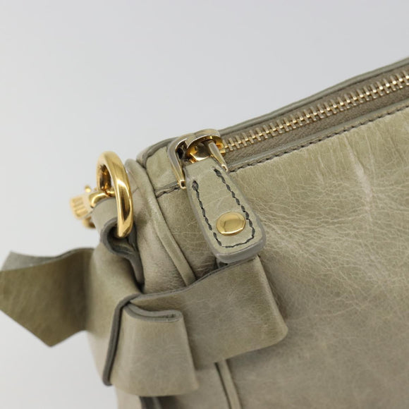 Miu Miu Hand Bag Leather Gray Gold Auth yk20498A
