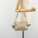 Miu Miu Hand Bag Leather Gray Gold Auth yk20498A-21