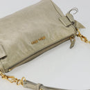 Miu Miu Hand Bag Leather Gray Gold Auth yk20498A-6