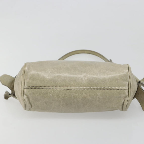 Miu Miu Hand Bag Leather Gray Gold Auth yk20498A