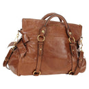 Miu Miu Hand Bag Leather 2way Brown Gold Auth yk20499SAM-1