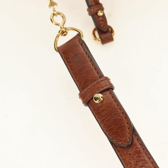 Miu Miu Hand Bag Leather 2way Brown Gold Auth yk20499SAM