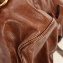 Miu Miu Hand Bag Leather 2way Brown Gold Auth yk20499SAM-19