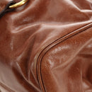 Miu Miu Hand Bag Leather 2way Brown Gold Auth yk20499SAM-21