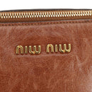 Miu Miu Hand Bag Leather 2way Brown Gold Auth yk20499SAM-22