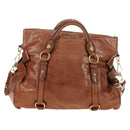 Miu Miu Hand Bag Leather 2way Brown Gold Auth yk20499SAM-13
