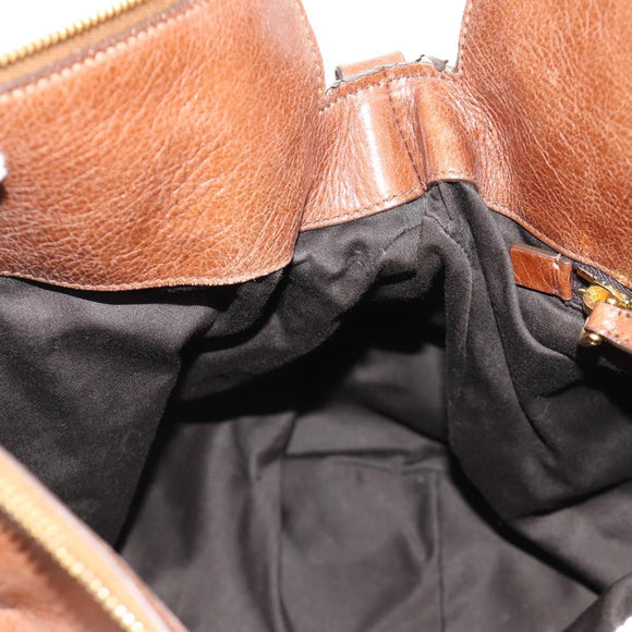 Miu Miu Hand Bag Leather 2way Brown Gold Auth yk20499SAM