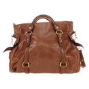 Miu Miu Hand Bag Leather 2way Brown Gold Auth yk20499SAM-2