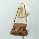 Miu Miu Hand Bag Leather 2way Brown Gold Auth yk20499SAM-31