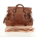 Miu Miu Hand Bag Leather 2way Brown Gold Auth yk20499SAM-12
