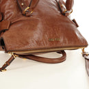 Miu Miu Hand Bag Leather 2way Brown Gold Auth yk20499SAM-14