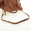 Miu Miu Hand Bag Leather 2way Brown Gold Auth yk20499SAM-8
