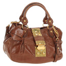Miu Miu Hand Bag Leather 2way Brown Gold Auth yk20500SAM-1